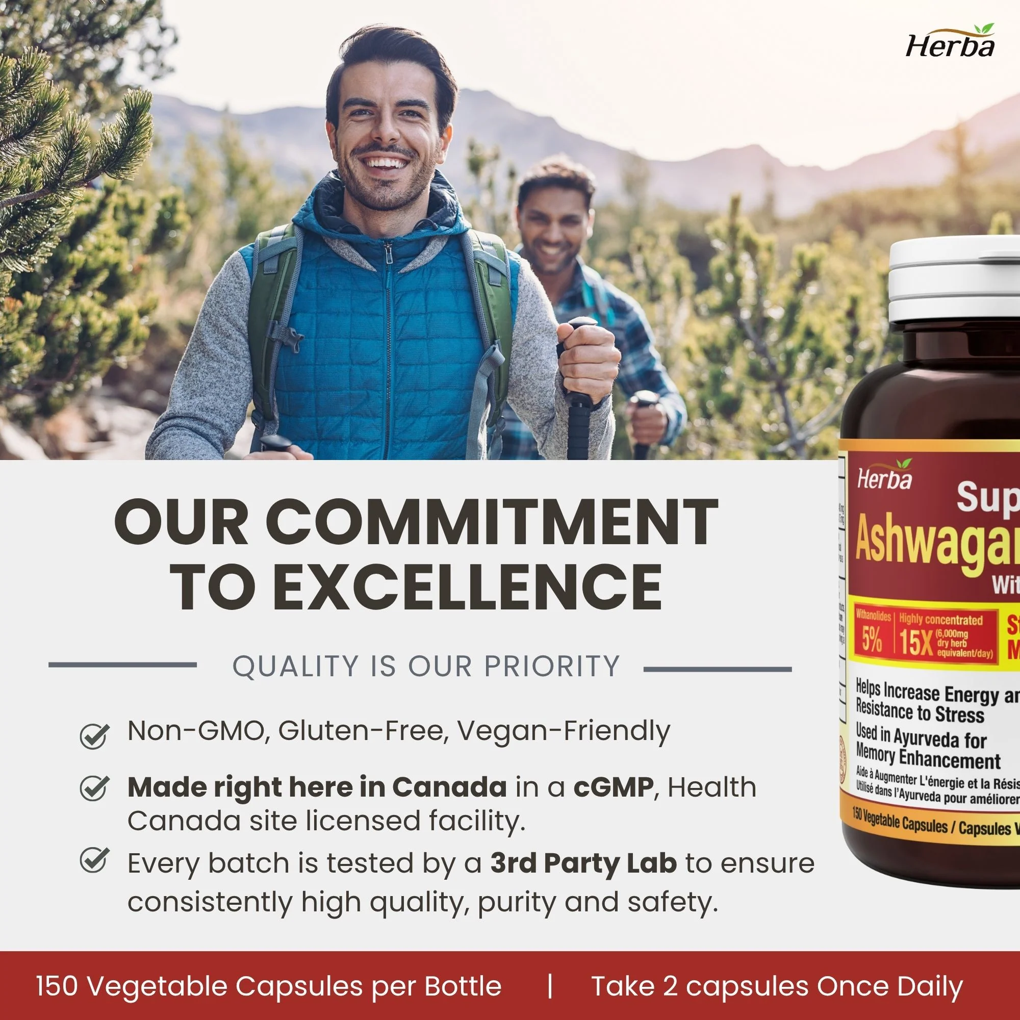 Ashwagandha Supplement - 150 Capsules | Made in Canada | 6000mg Dry Powder Equivalent Per Day - Image 7