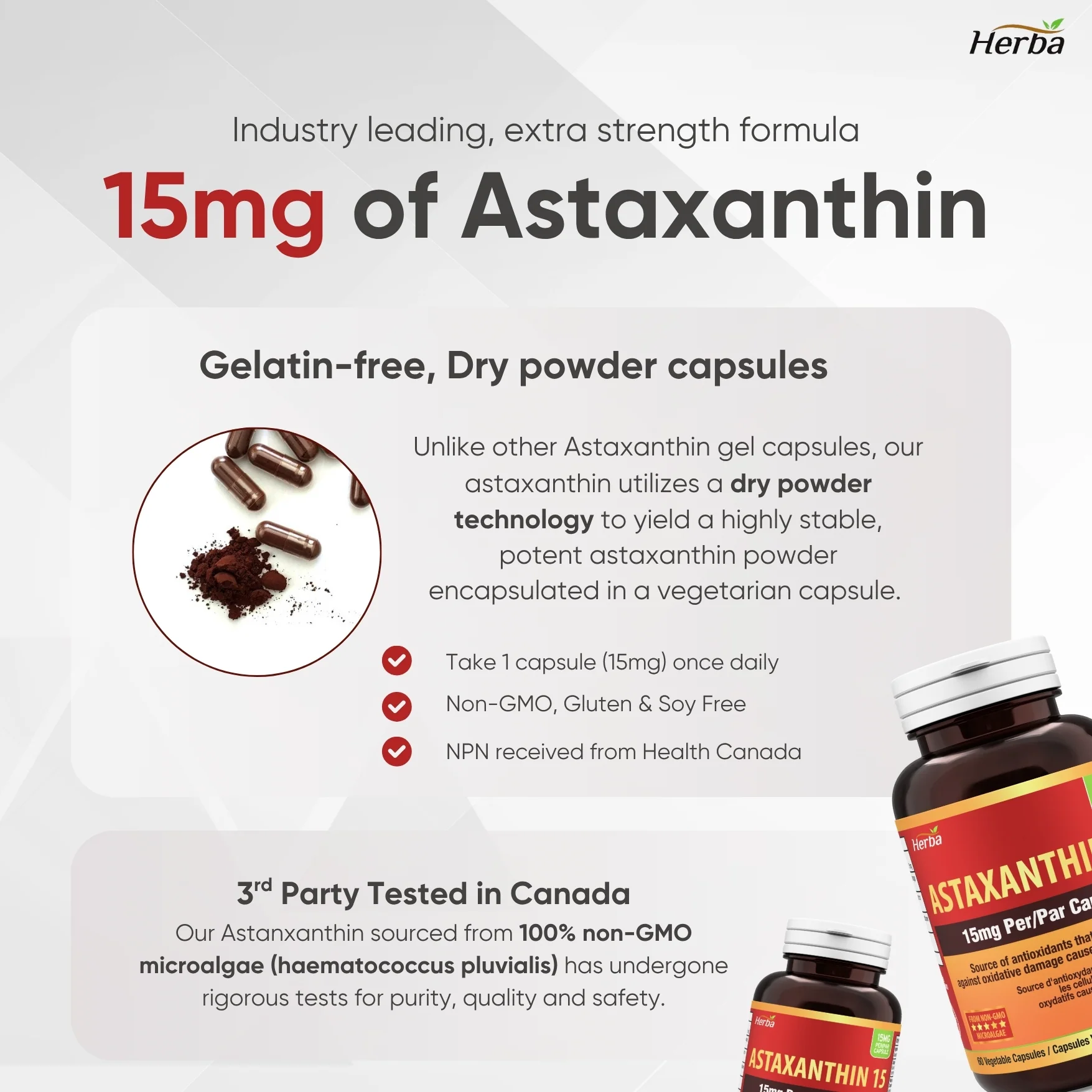 Astaxanthin Supplement 15mg – 60 Vegetable Capsules | Made in Canada - Image 5
