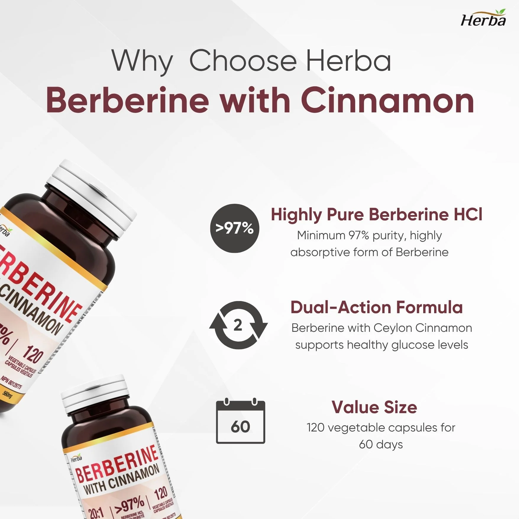 Berberine Supplement with Ceylon Cinnamon – 120 Capsules | Berberine 1000mg (per serving) | Made in Canada - Image 5