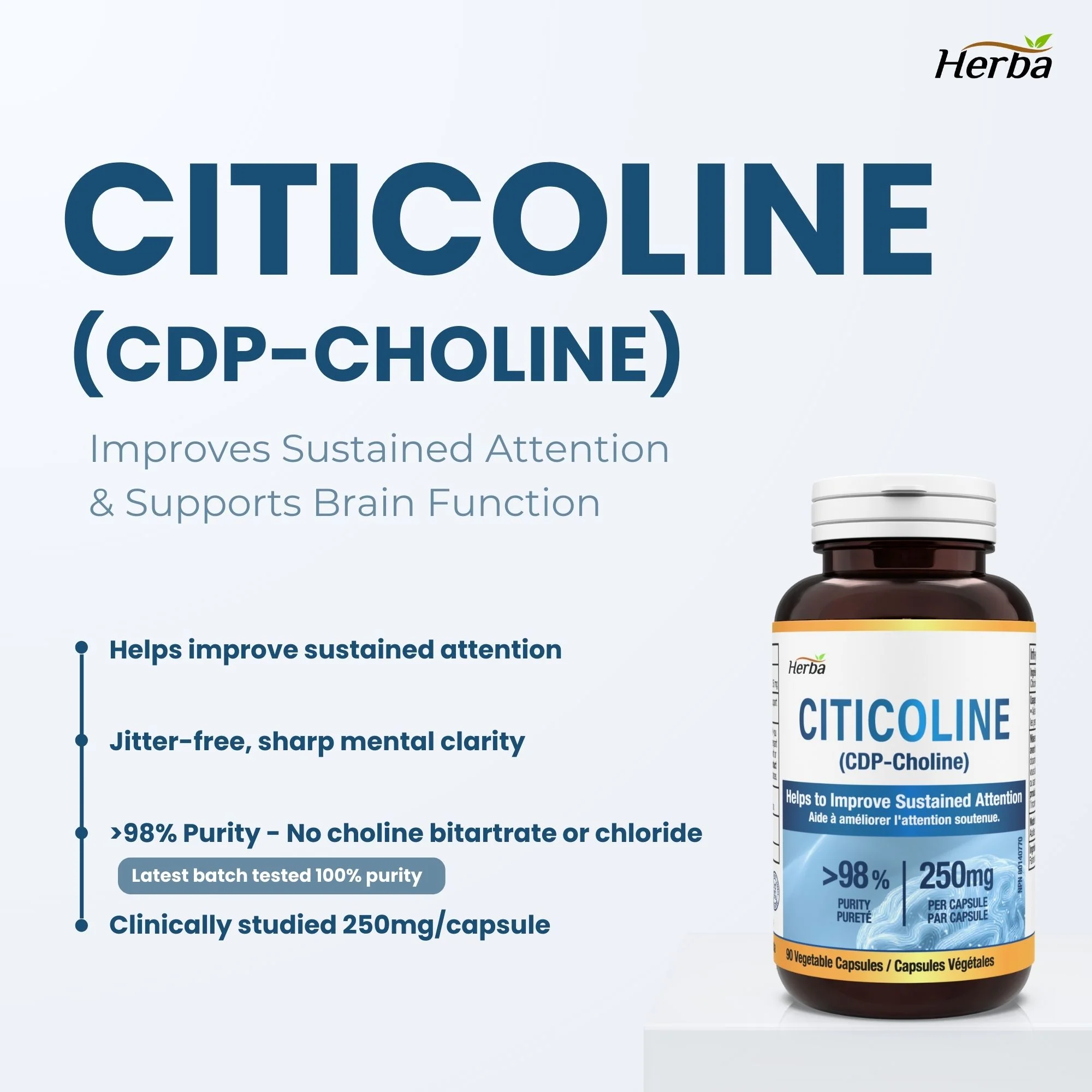 Citicoline Supplement 250mg – 90 Capsules | >98% Ultra Pure CDP Choline | Made in Canada - Image 10