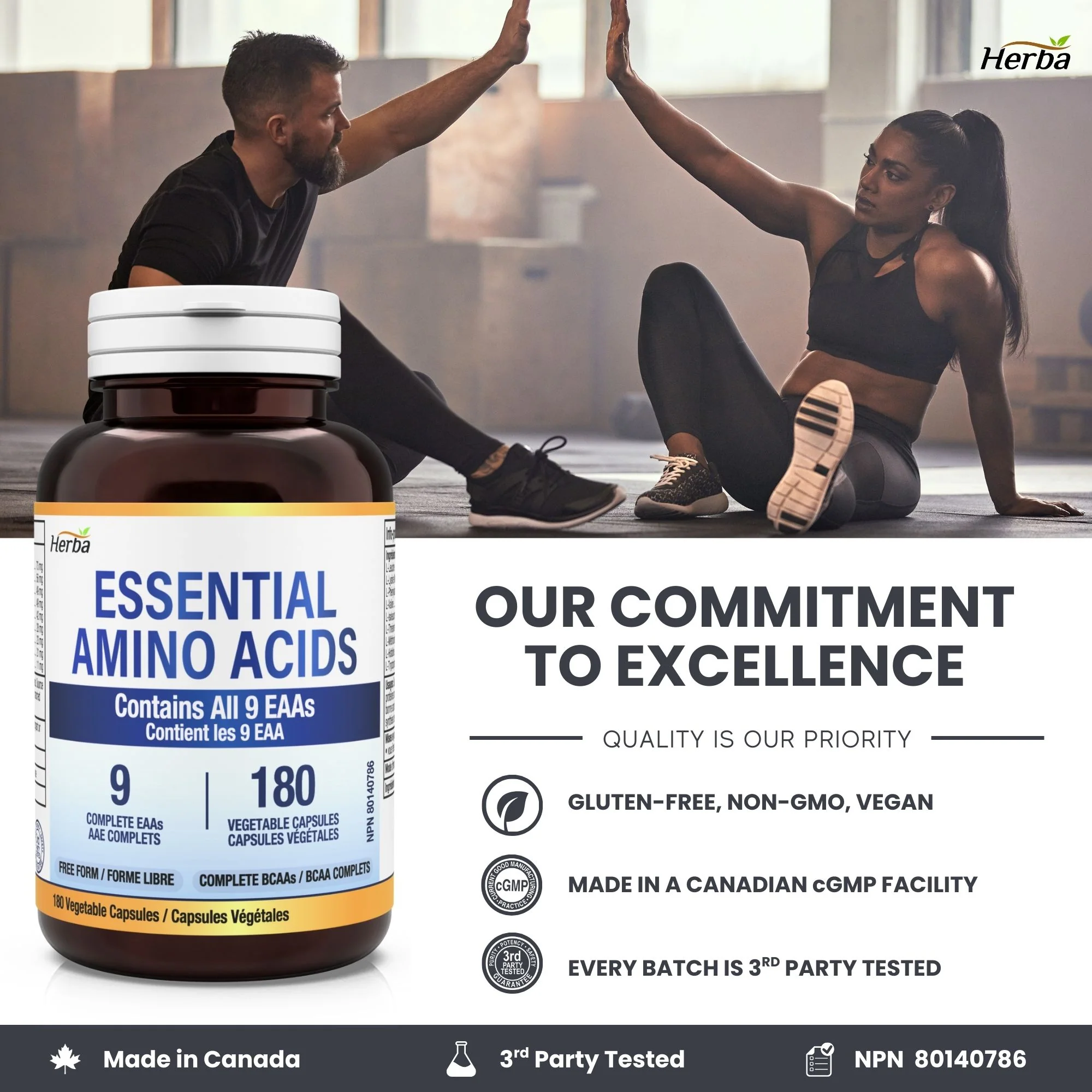 Essential Amino Acids Supplement – 180 Capsules | All 9 EAA Supplement in Free Form | Made in Canada - Image 9