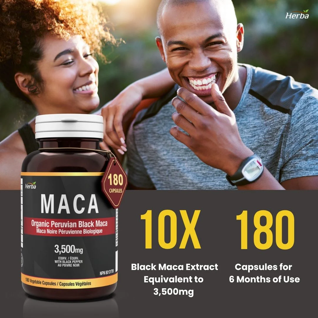 Organic Black Maca Capsules - 3500mg, 180 Capsules | Peruvian Black Maca | Made in Canada - Image 5