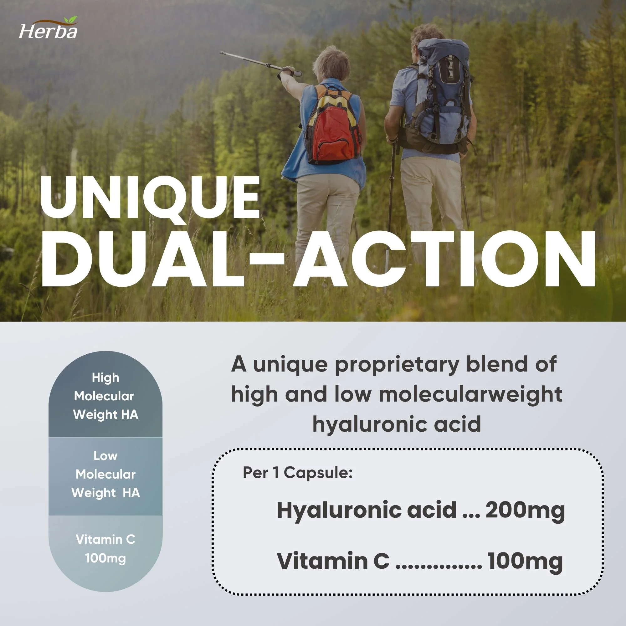 Hyaluronic Acid Supplement 200mg with Vitamin C - 100 Vegetable Capsules - Image 4