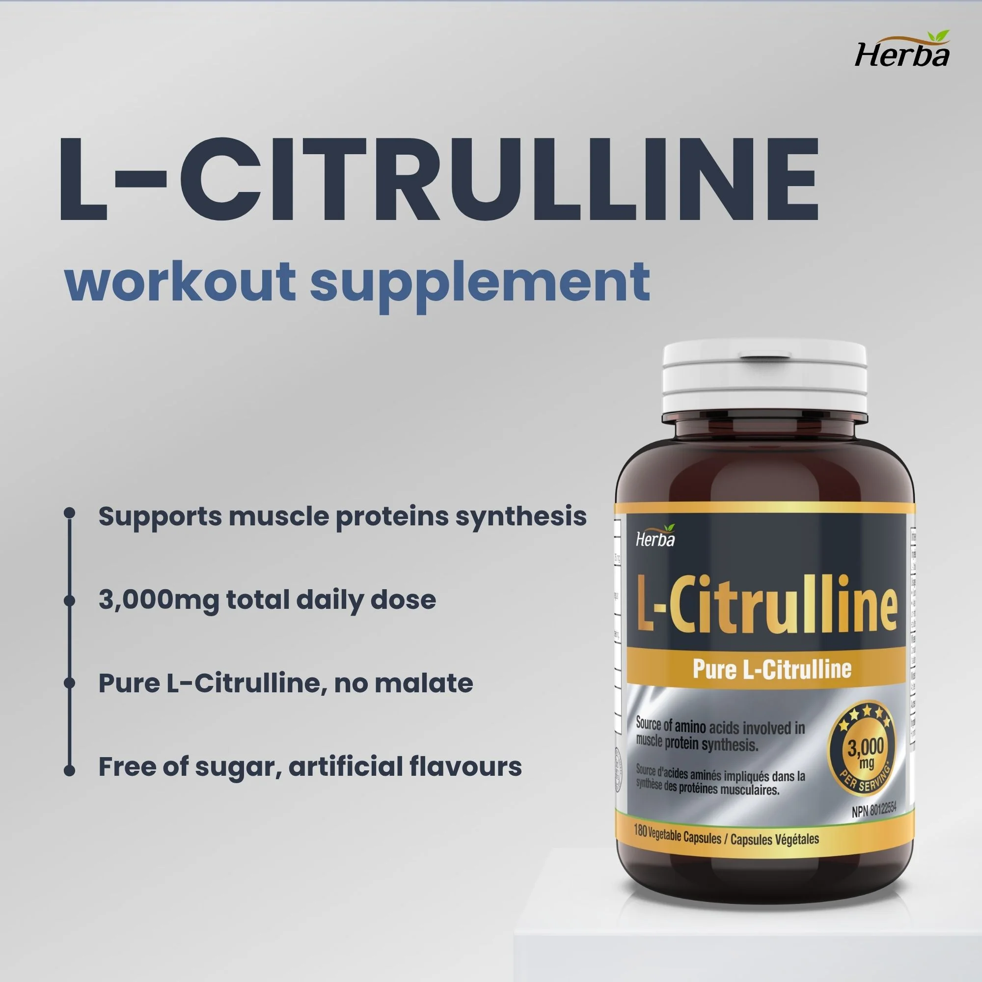 L-Citrulline Supplement 750mg – 180 Vegetable Capsules | Made in Canada - Image 3