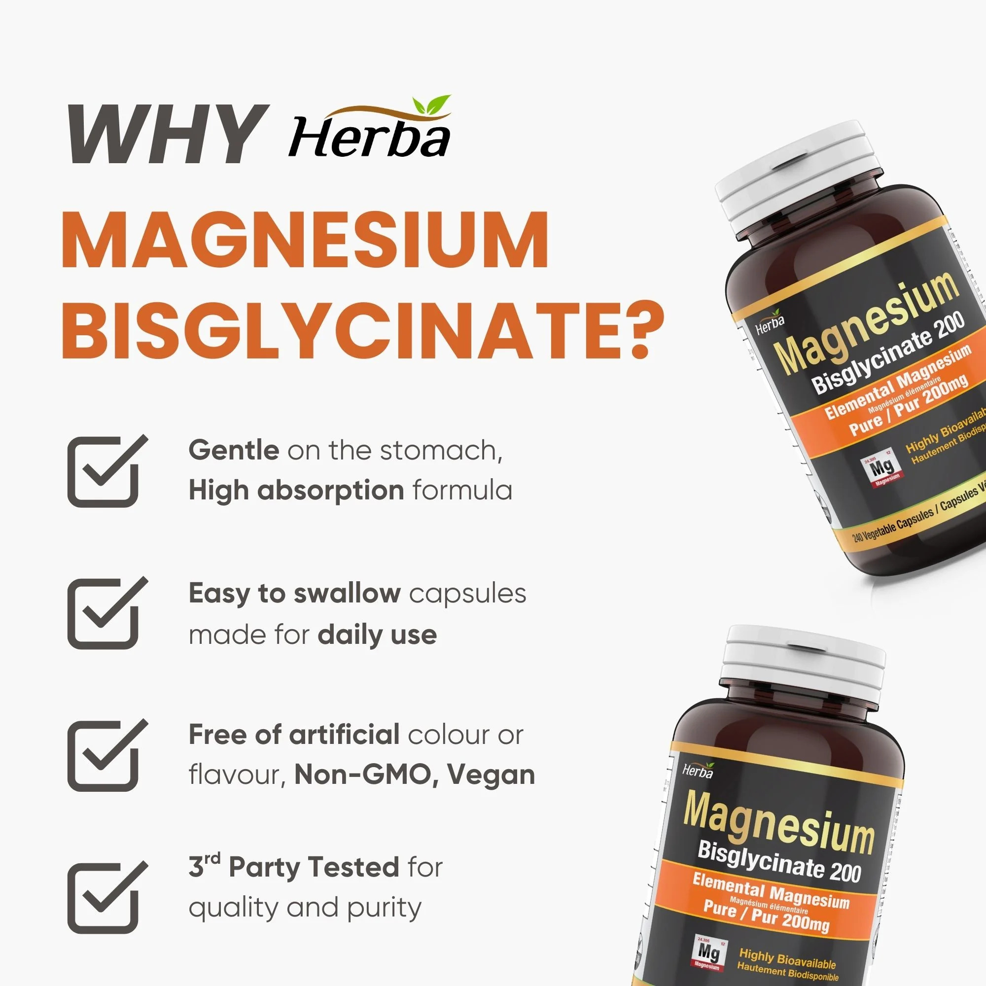 Magnesium Bisglycinate 200mg - 240 Vegetable Capsules - Image 6