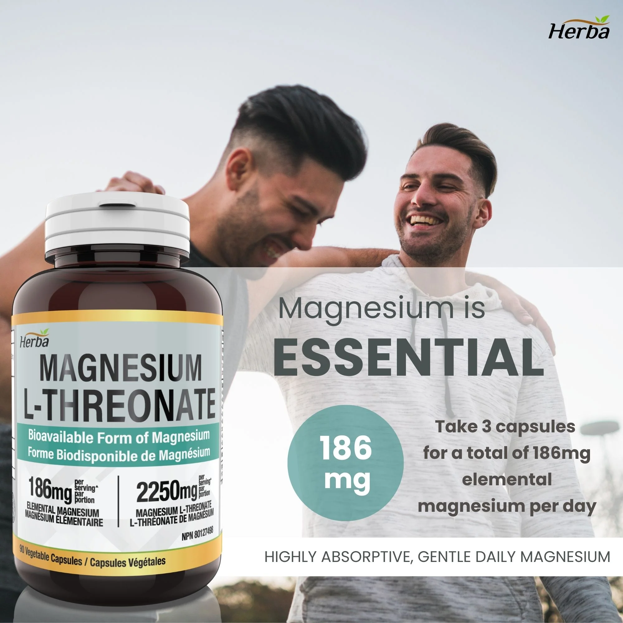Magnesium L-Threonate Supplement – 186mg | Made in Canada | 90 Vegetable Capsules - Image 3