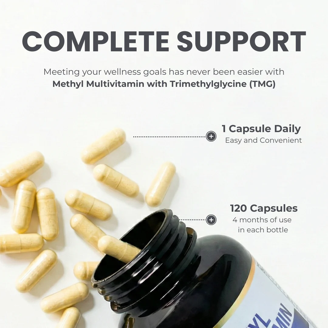 Methylated Multivitamin with TMG & Full Methylated B Complex - 120 Capsules | 15 in 1 Formula | Made in Canada - Image 3