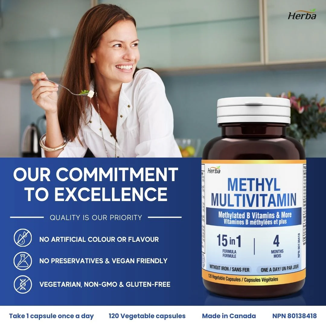 Methylated Multivitamin with TMG & Full Methylated B Complex - 120 Capsules | 15 in 1 Formula | Made in Canada - Image 8