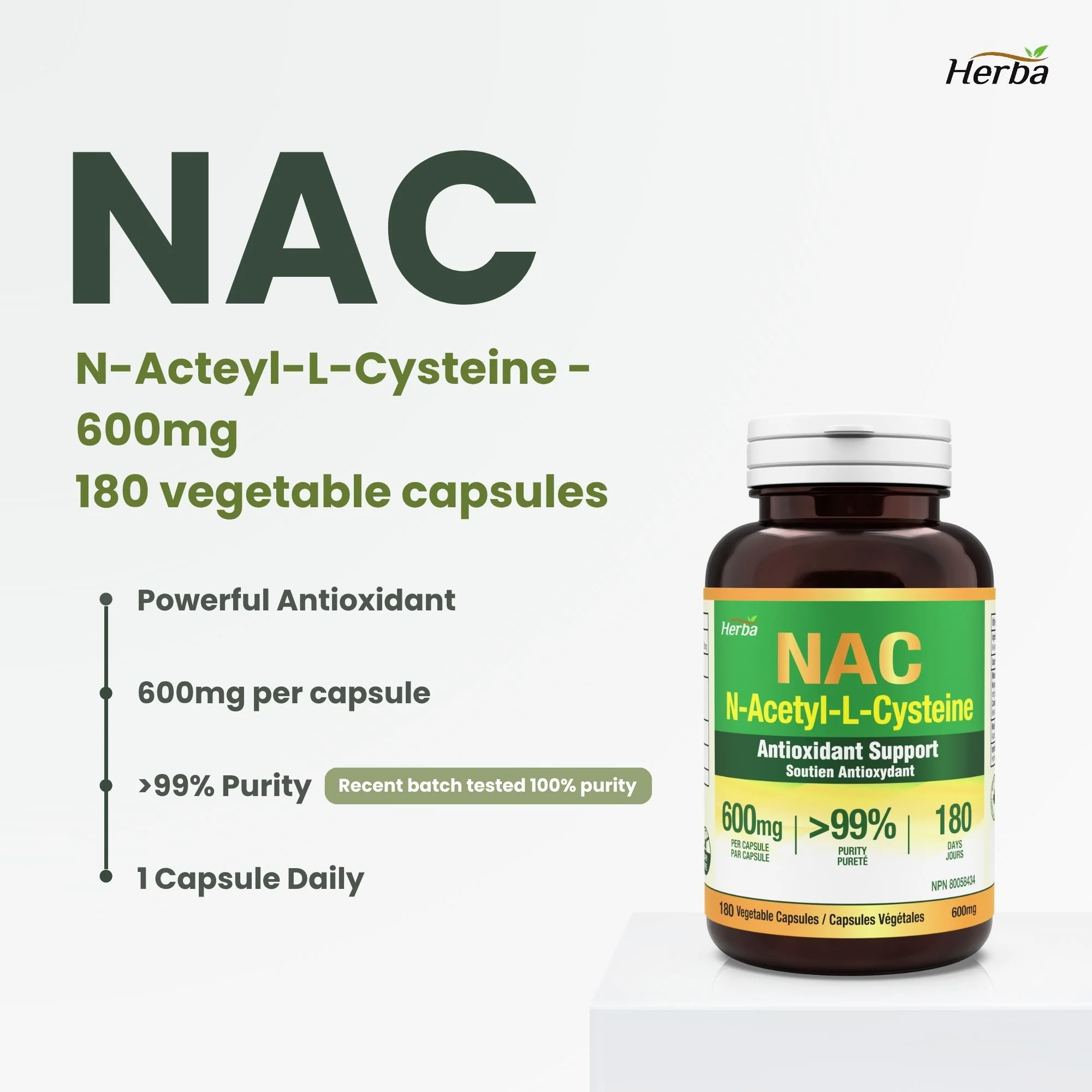 NAC Supplement 600 mg - 180 Capsules | N-Acetyl-L-Cysteine - Image 3