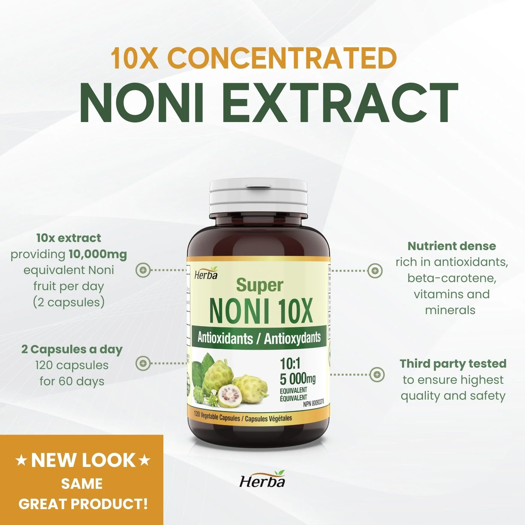 Natural Noni Capsules 10X - 120 Vegan Capsules | 10,000mg Per Day | 10:1 Concentration - Image 4