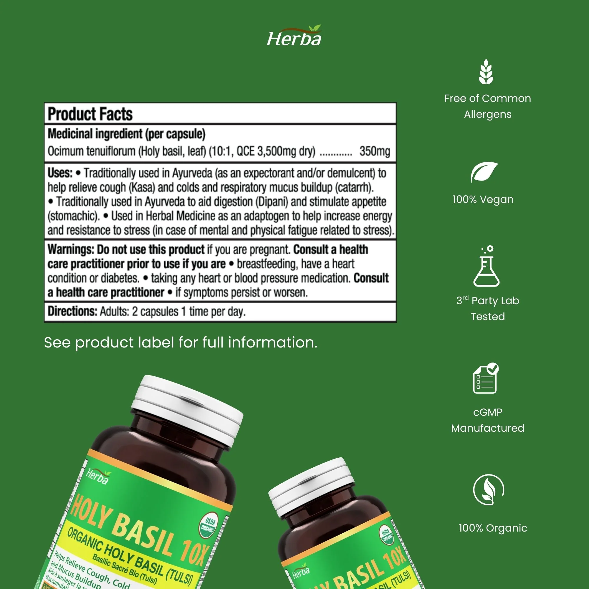 Organic Holy Basil Capsules – 350mg | 120 Vegetable Capsules - Image 10