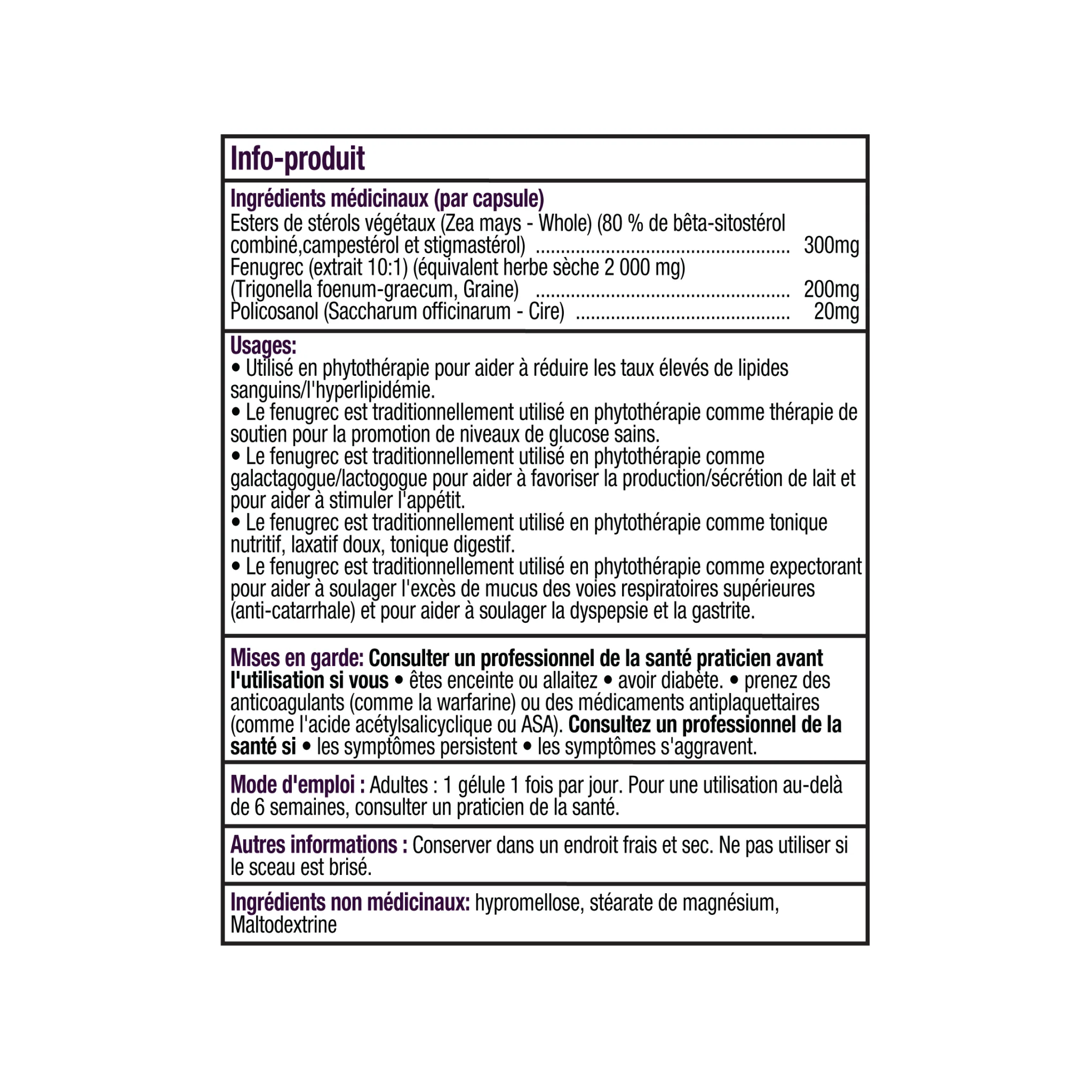 Policosanol 20mg with Fenugreek and Plant Sterol Esters - 120 Vegetable Capsules - Image 4