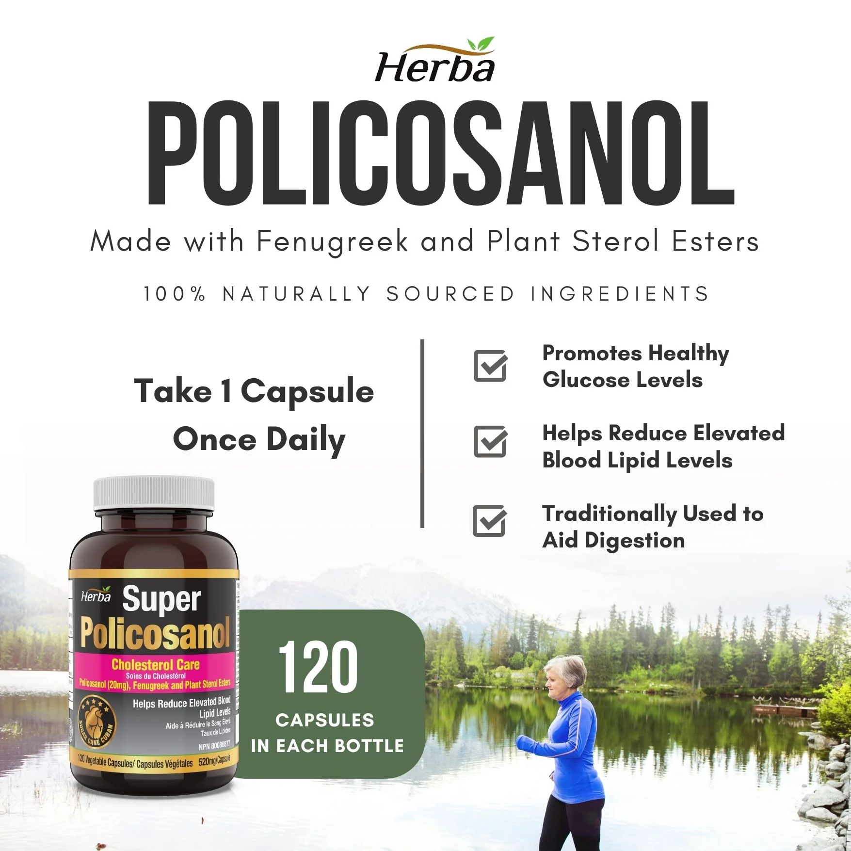 Policosanol 20mg with Fenugreek and Plant Sterol Esters - 120 Vegetable Capsules - Image 9