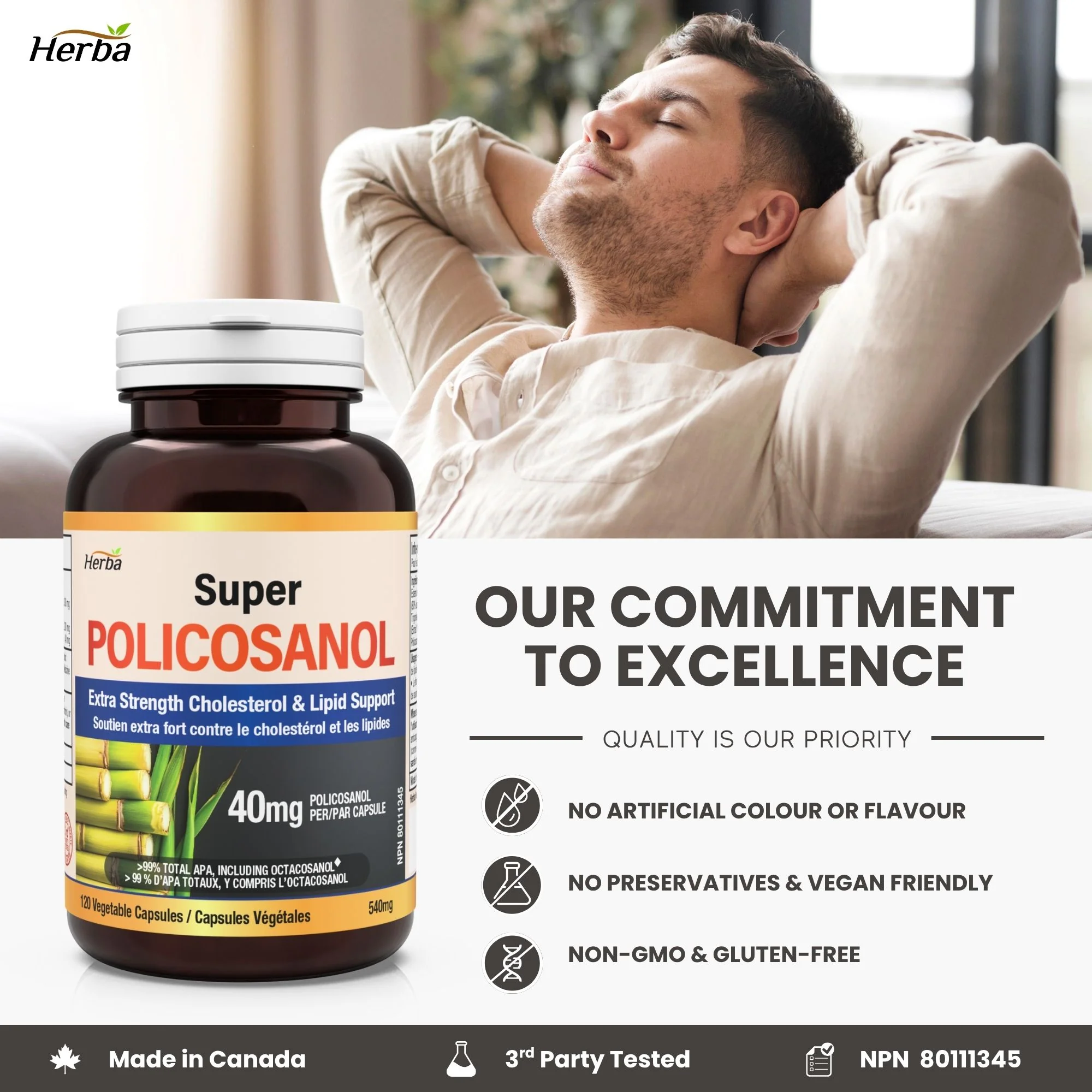 Policosanol 40mg with Fenugreek and Plant Sterol Esters - 120 Vegetable Capsules - Image 10