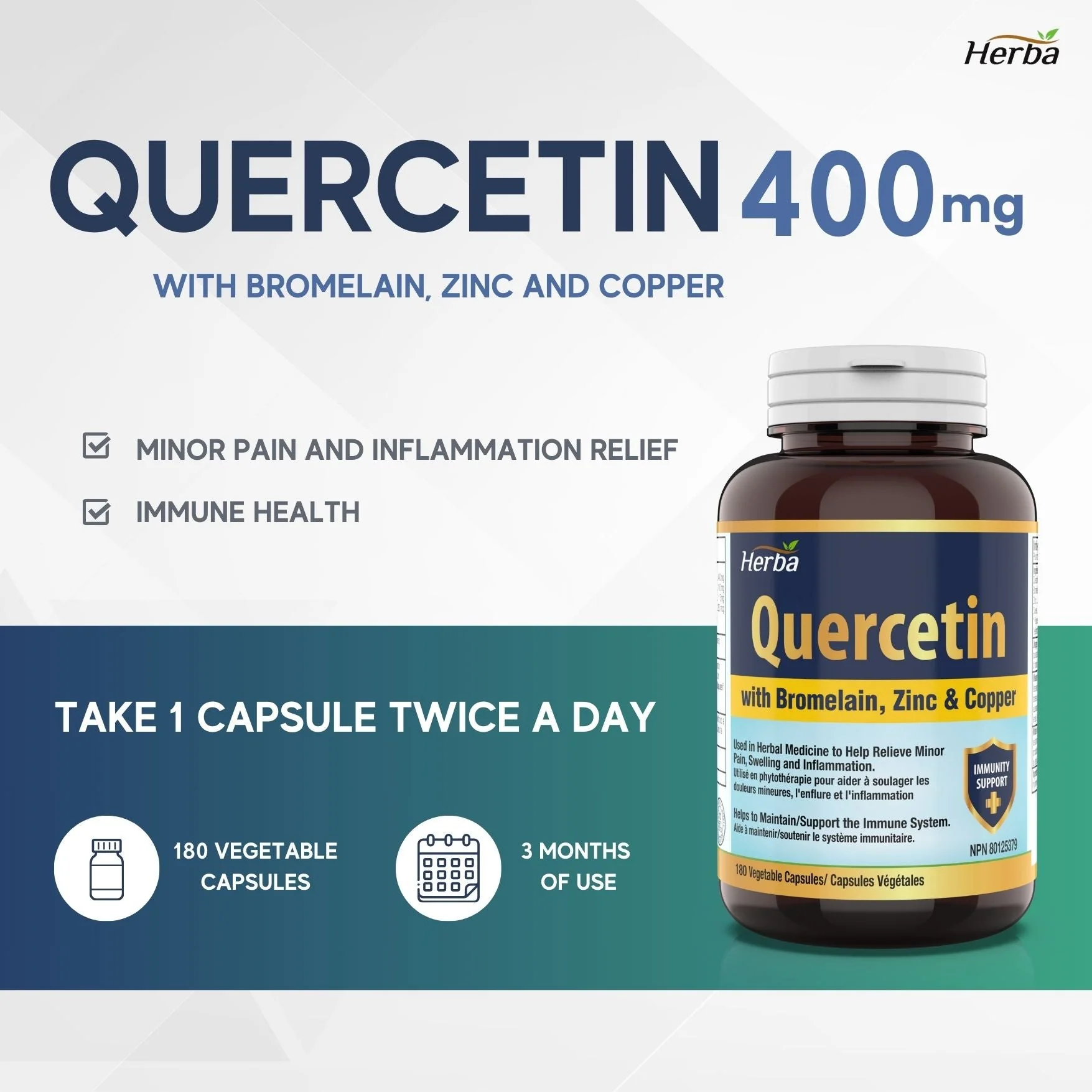 Quercetin with Bromelain, Zinc & Copper - 180 Capsules - Image 5