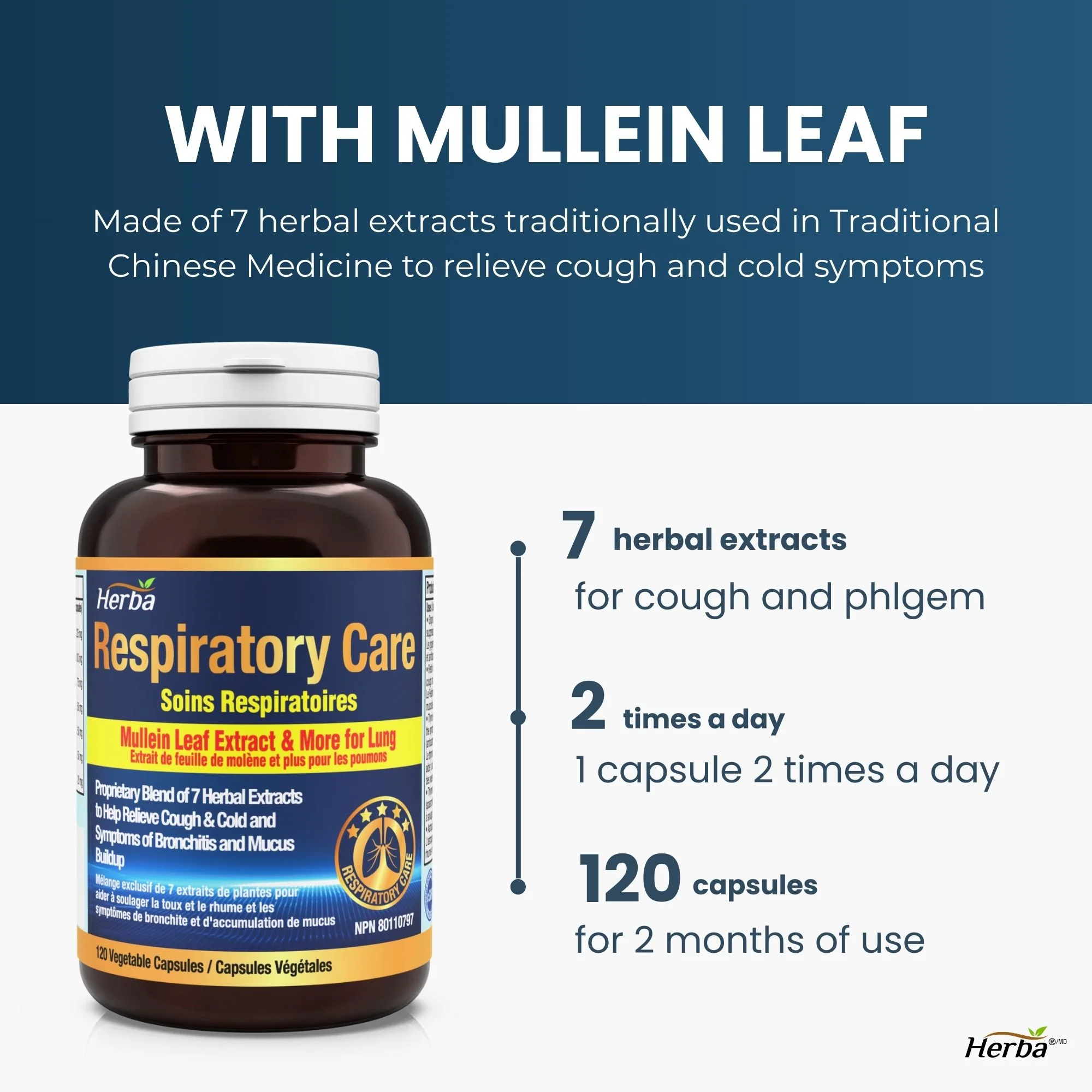 Respiratory Care - 120 Capsules | Lung Supplement with Mullein Leaf Extract | Made in Canada - Image 8