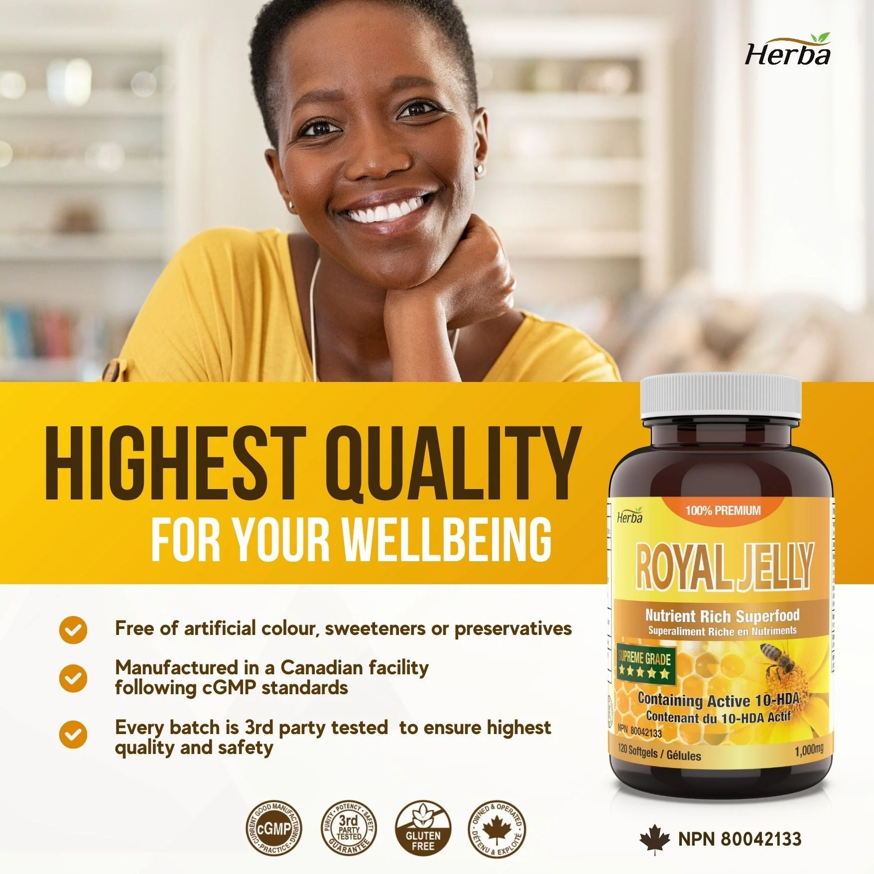 Royal Jelly Capsules 1000mg - 120 Softgels | Made in Canada - Image 7