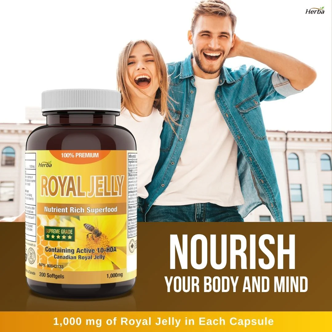 Herba's Royal Jelly Capsules 1000mg - 200 Softgels | Made in Canada - Image 9