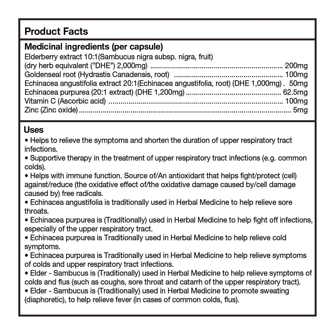 Sambucus Black Elderberry Capsules – 2,000mg Equivalent | 10:1 Extract with Echinacea and Goldenseal Root, Vitamin C, and Zinc - Image 3