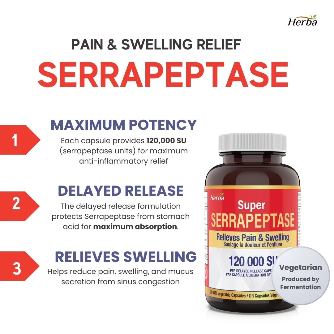 Serrapeptase 120,000 SU - 90 Vegetable Capsules - Image 3